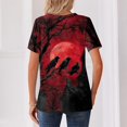 thumbnail image 6 of Domuza Womens Halloween Shirts Casual V Neck Short Sleeve Holiday Henley T Shirts Fall Funny Horror Graphics Vintage Button Up Blouse-H 2XL, 6 of 6