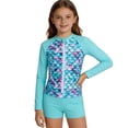 thumbnail image 4 of JAJAHO Girls Swimsuit 3 Pieces Long Sleeve Rash Guard Set Tropical Printed Tankini Bathing Suits Summer Kids Swimwear 3-10Y, 4 of 6