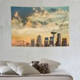 thumbnail image 3 of Chilfamy  Tapestry, Skyline Picnic Mat Hippie Trippy Tapestry Wall Art Meditation Decor for Bedroom Living Room Dorm,60x40 Inch, Dusk Blue Orange 60x40in, 3 of 7