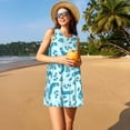 thumbnail image 3 of Fuzoiu Winter Warmth Blue Knitted Print Women's Sleeveless Dress,Summer Dresses for Women,Casual Sundresses,Beach Sleeveless T-shirt Swing Dress with Pockets, 3 of 7