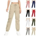 thumbnail image 2 of hoksml Girls Cargo Joggers Winter Loose Elastic Waist Drawstring Sports Pants with A Cinched Hem Multiple Pockets Long Pants, 2 of 2