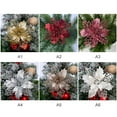 thumbnail image 4 of 6Pcs 2x2x0.8 inch Gold Glitter Poinsettia Artificial Flowers,Christmas Tree Decorations,Wedding Xmas New Year Wreath Ornaments, Pink, 4 of 4