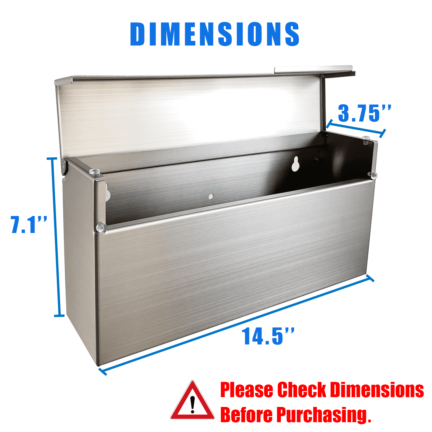 Plugsharge Modern Design Brushed Stainless Steel Mailbox for Walls, Heavy Duty Wall Mounted Mailbox - 14.5'' x 3.75'' x 7.1'' Rust Proof Steel Dropbox with Rainproof Design, Silver