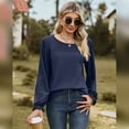 thumbnail image 2 of IWEMEK Long Sleeve Blouses for Women Winter Crew-Neck Solid Comfort Color Shirts Fashion Elegant Navyblue Tunic Tee 2025, 2 of 7