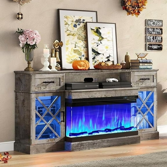 Amerlife 70" Tv Stand, Farmhouse, Light Gray