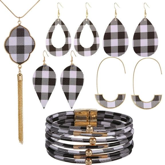 Jewelry On Clearance Woman 1Pcs Fashion Pendant Necklace 4 Set Earring And 1 Pcs Bracelet Gray 2