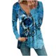 thumbnail image 1 of Blusa informal de manga larga con cuello en V y estampado retro con botones para mujer a la moda Fridja  fhghd2236, 1 of 5