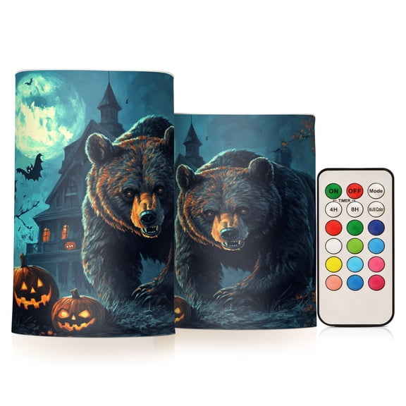 BZSMCE Flameless Candles LED Lights Bear and Pumpkin Creativity Battery Candles