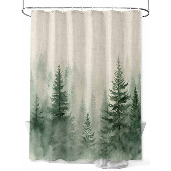 Fsddascl Farmhouse Mist Forest Shower Curtain Set - Small 36" x 72" Washable Bathtub Curtain with 12 Hooks, Vintage Trees Natural Landscape Waterproof Fabric Stall Shower Curtains for Bathroom