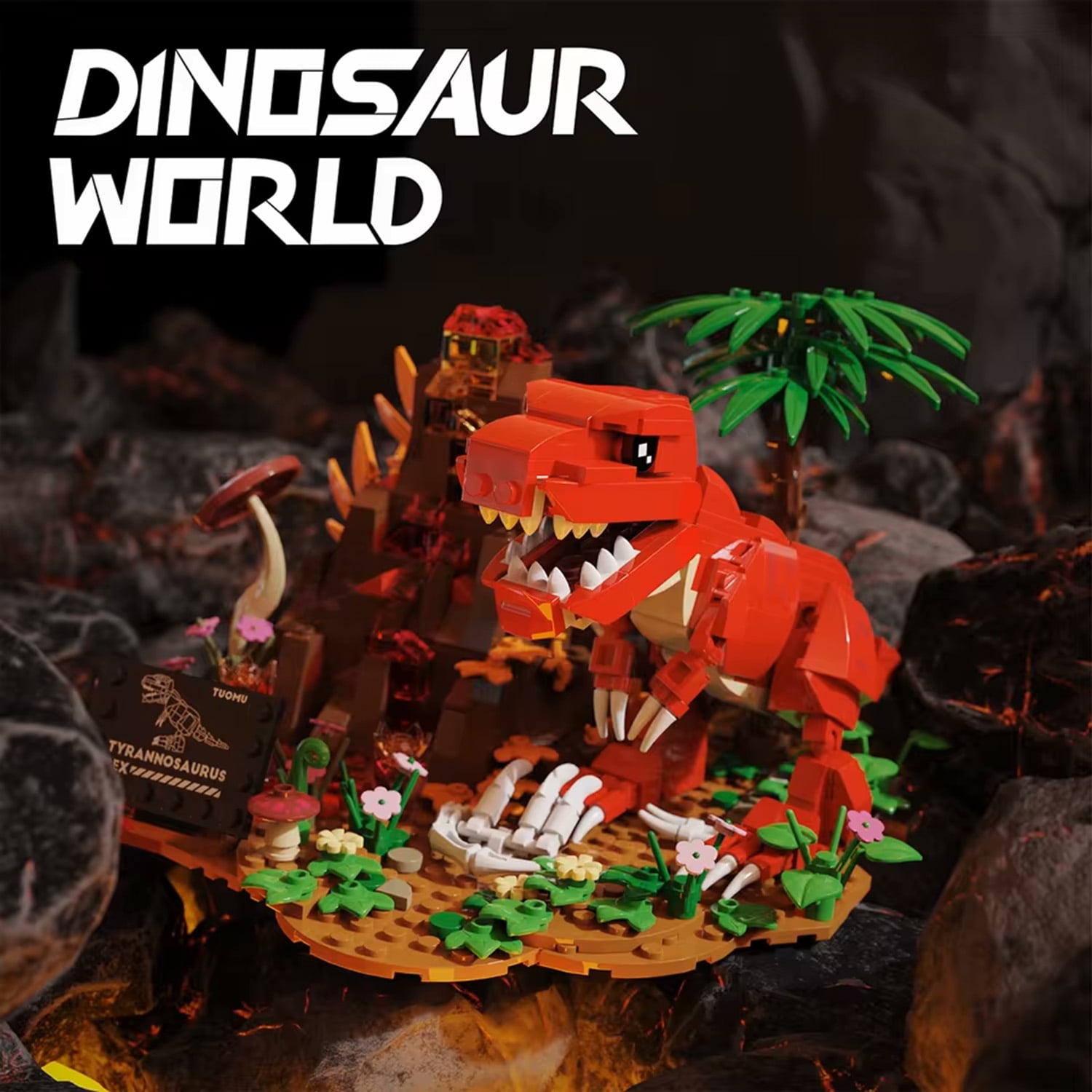 GZBrick Dinosaur World Building Sets Compatible with Lego Animals Volcano Foraging T.Rex for Adults Boy 559PCS