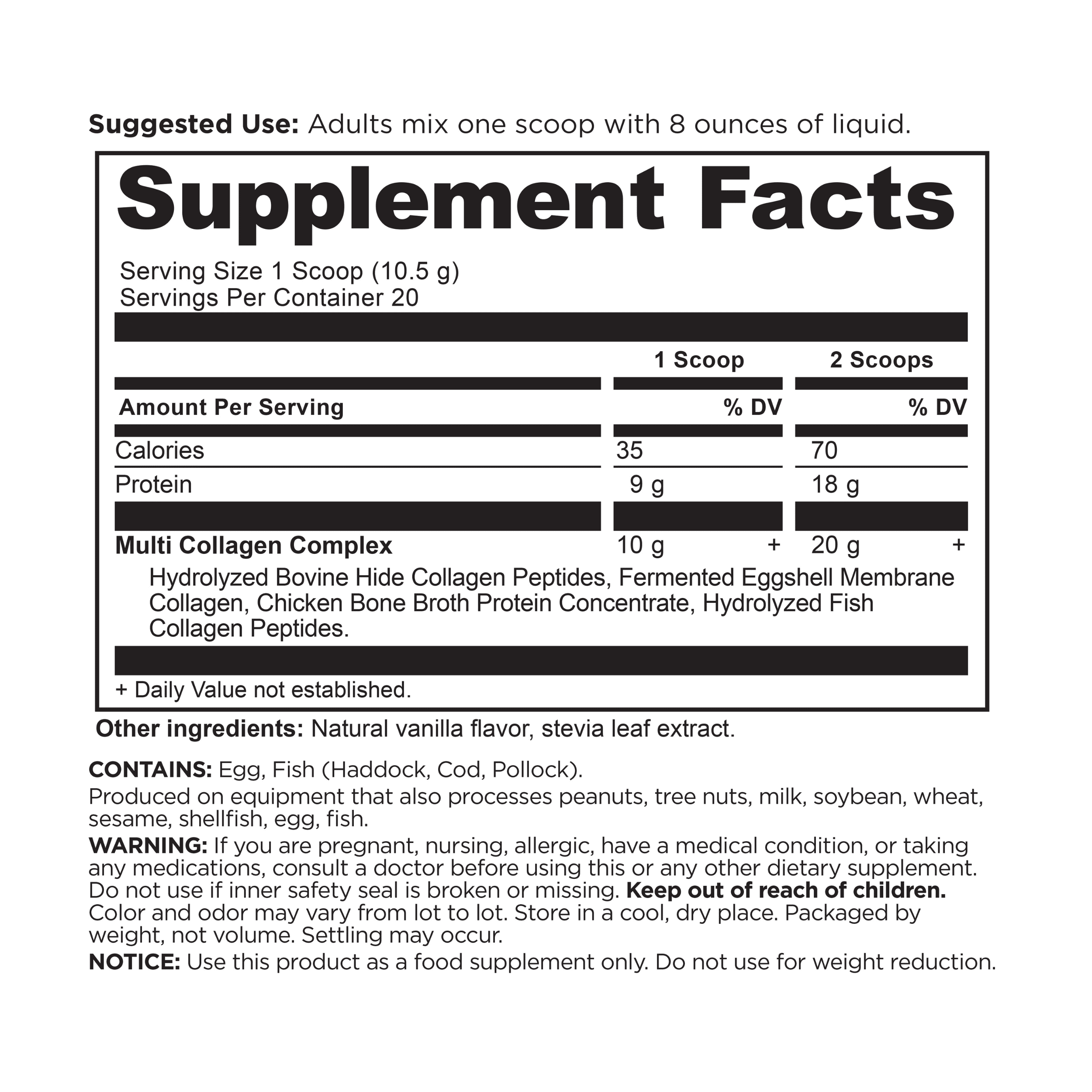 Ancient Nutrition Hydrolyzed Collagen Peptides Powder, Vanilla Multi Collagen Powder for Women and Men, 20 Servings, Supports Skin and Nails, Gut Health