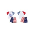 thumbnail image 2 of vera natura Boys 4th of July Shorts Sets Short Sleeve Letter Print Tops Star Stripe Print Shorts Sets, 2 of 9