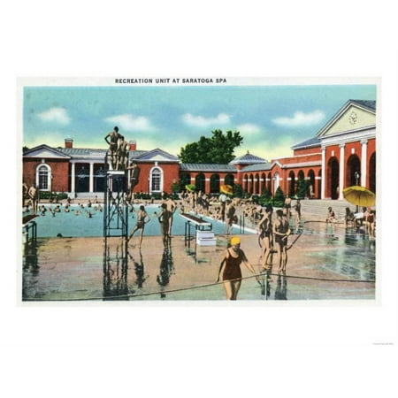 Saratoga Spa Parts - Saratoga Springs, New York - Crowds at Saratoga Spa Swimming Pool Print By Lantern Press