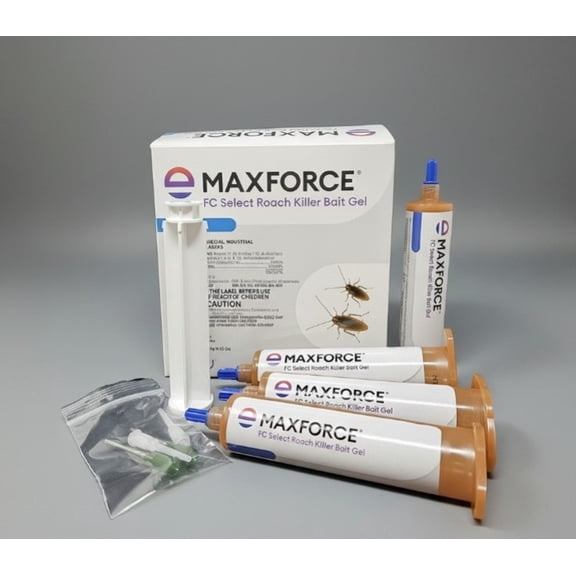Maxforce FC Select Roach Gel Bait (4 tubes, 30g each) with Four Applicator Tips and Four Plungers
