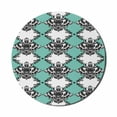 thumbnail image 1 of Damask Mouse Pad for Computers, Vintage Vertical Order Floral Ornament with Simple Dots, Round Non-Slip Thick Rubber Modern Gaming Mousepad, 8" Round, Charcoal Grey Seafoam, by Ambesonne, 1 of 2