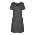 thumbnail image 3 of Erwazi Women's Casual Summer Dress Short Sleeve T Shirt Dress Swing Flowy Beach Mini Dresses with Pockets, 3 of 7