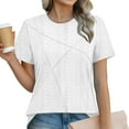 thumbnail image 2 of Plebaso Women's Summer Tops Eyelet Short Sleeve Casual Tunic Shirts Loose Dressy Blouses Basic Tee, 2 of 7