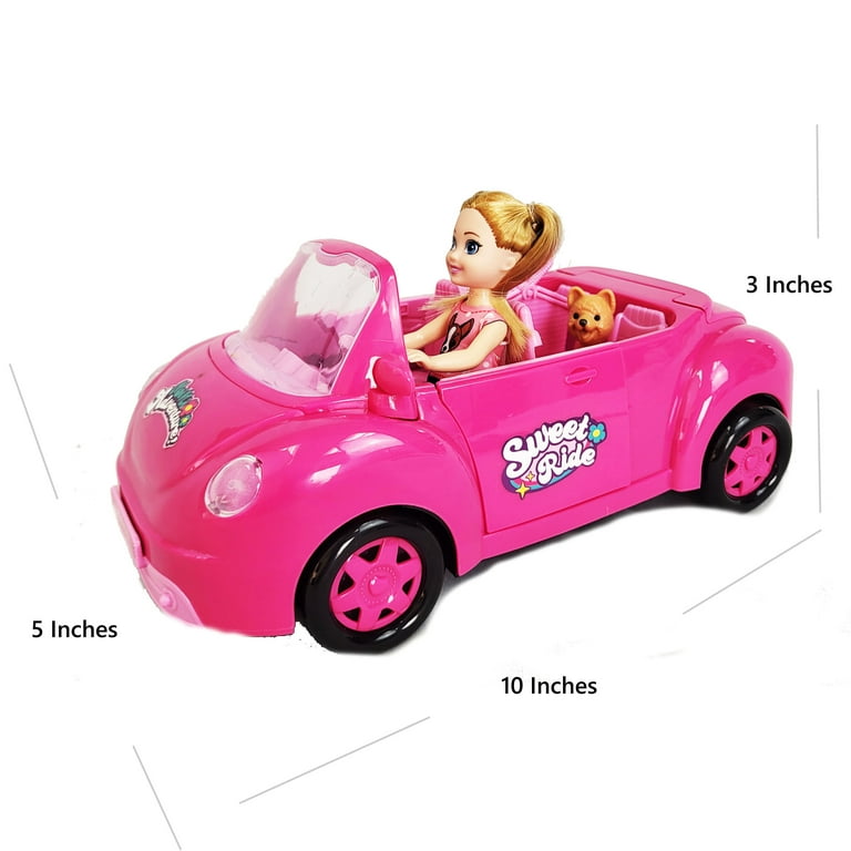Sweet Ride Car and Doll Set Pink Convertible 4 Seater with Doll and friend ready road trip picnic Walmart