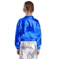thumbnail image 2 of TiaoBug Kids Shiny Metallic Bomber Jacket Boys Girls Motorcycle Baseball Long Sleeve Zip Up Coats Royal Blue 10, 2 of 7
