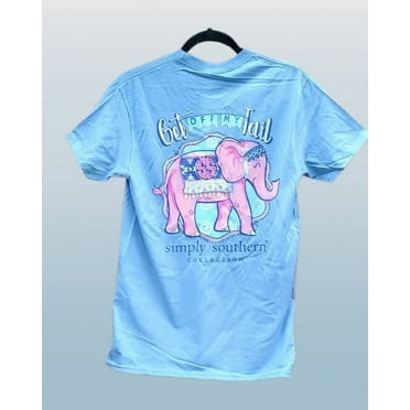 Simply Southern Women's Get Off My Tail Blue T Shirt Top Small