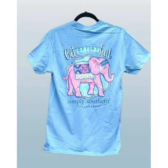 Simply Southern Women's Get Off My Tail Blue T Shirt Top Small