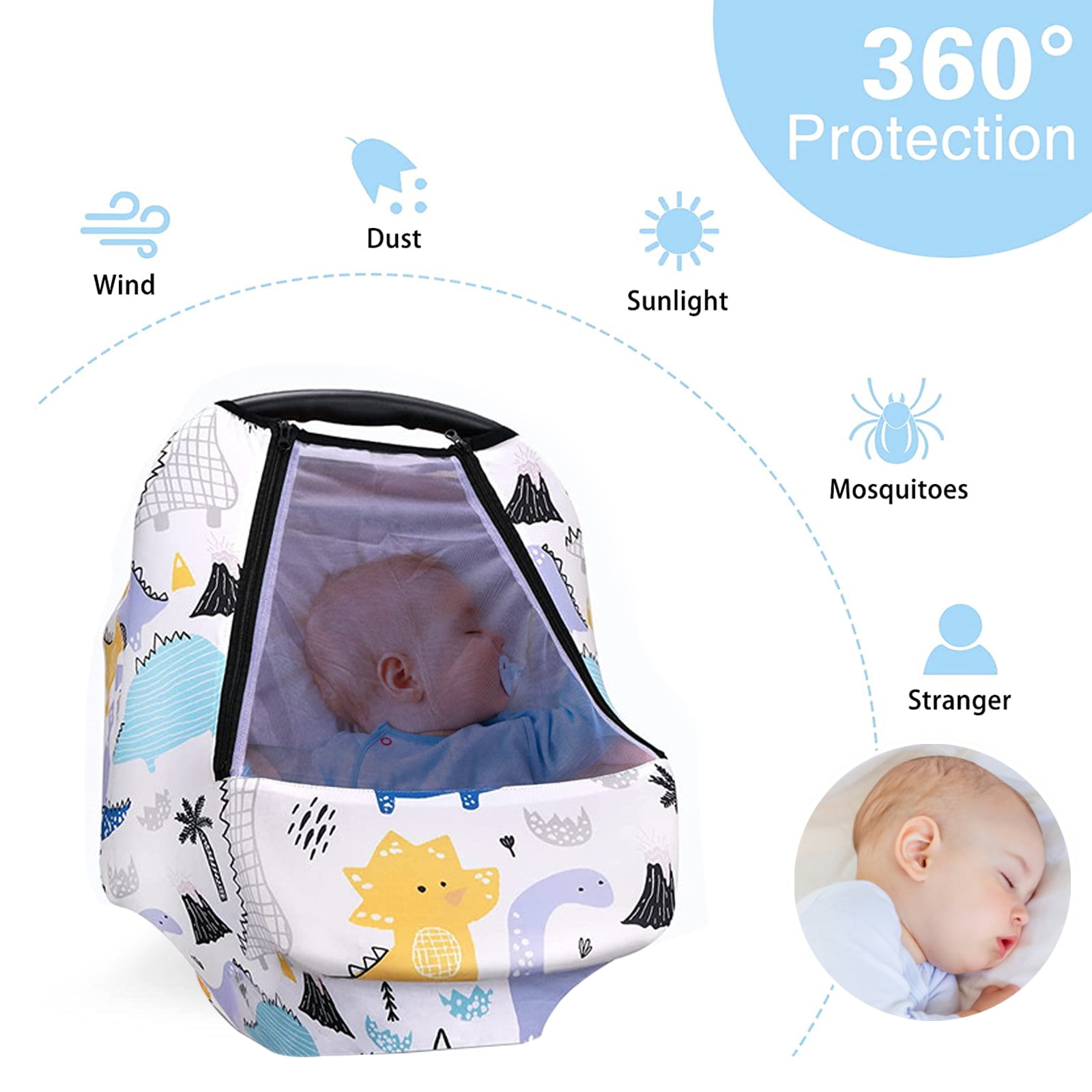 Baby Car Seat Covers, Nursing Cover Breastfeeding Scarf Soft Breathable Stretchy Coverage, Infant Stroller Cover for Boys Girls
