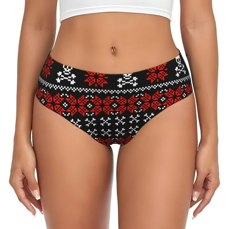 Sikiie Vintage Maple Leaf with Skull Pattern Women s High Waisted Cotton Underwear Soft Breathable Panties Stretch Briefs Seamless Ladies Panties-X-Large