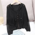 thumbnail image 2 of Duoif Lightweight Jacket Women, Women's Thin Knitted Cardigan - Loose Openwork Sun Jacket Jackets for Women Black M, 2 of 7