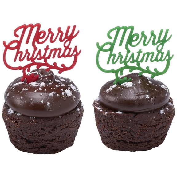 CakeDrake Merry Christmas Holly Cake Picks 12 Pack, Red and Green Holiday Cake and Cupcake Toppers for Festive Winter Desserts