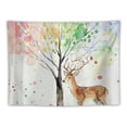 thumbnail image 5 of Orinice Deer Tree Watercolor Painting Tapestry Wall Hanging Unique Style Home Wall Decor Art Living Room Bedroom Dorm 40x30inch, 5 of 6