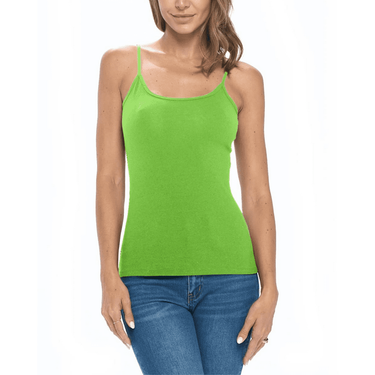 M&M SCRUBS Women's Soft and Breathable Cotton Stretch Camisole with  Adjustable Strap Tank Top (Lime Green, Small)