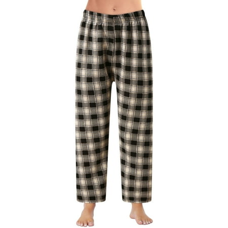 

Xinqinghao Plus Size Pants Women Casual Plaid Pajama Pants Soft Pants Loose Homewear Sleepwear Pants Casual Pants Coffee One Size