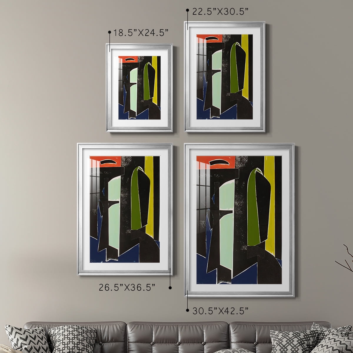Wexford Home Spanish Arches Premium Framed Print, 30.5" x 42.5" - Ready to Hang, Silver (Set of 2)
