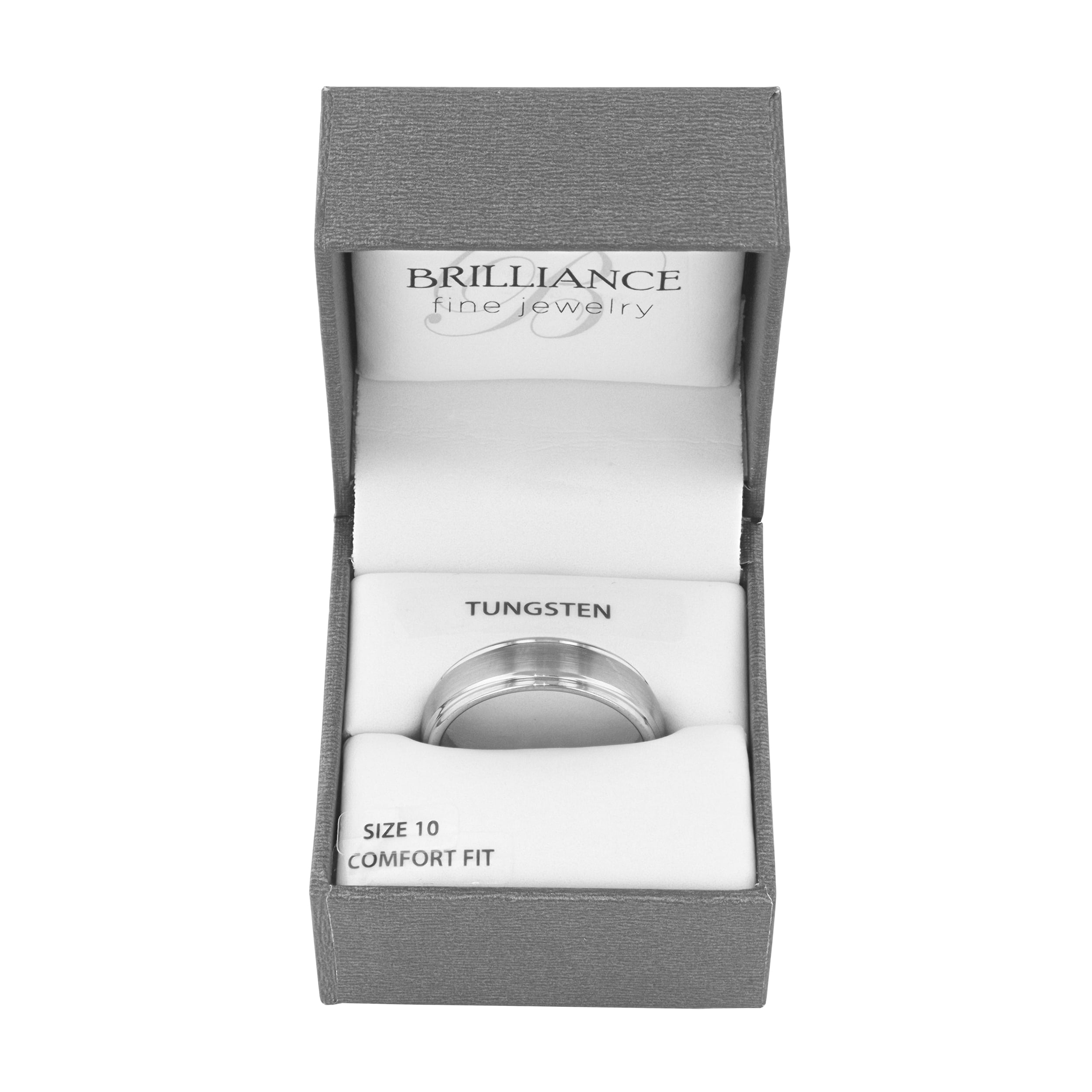 Mens Gray Tungsten 7MM Grooved Comfort Fit Wedding Band - Mens Ring