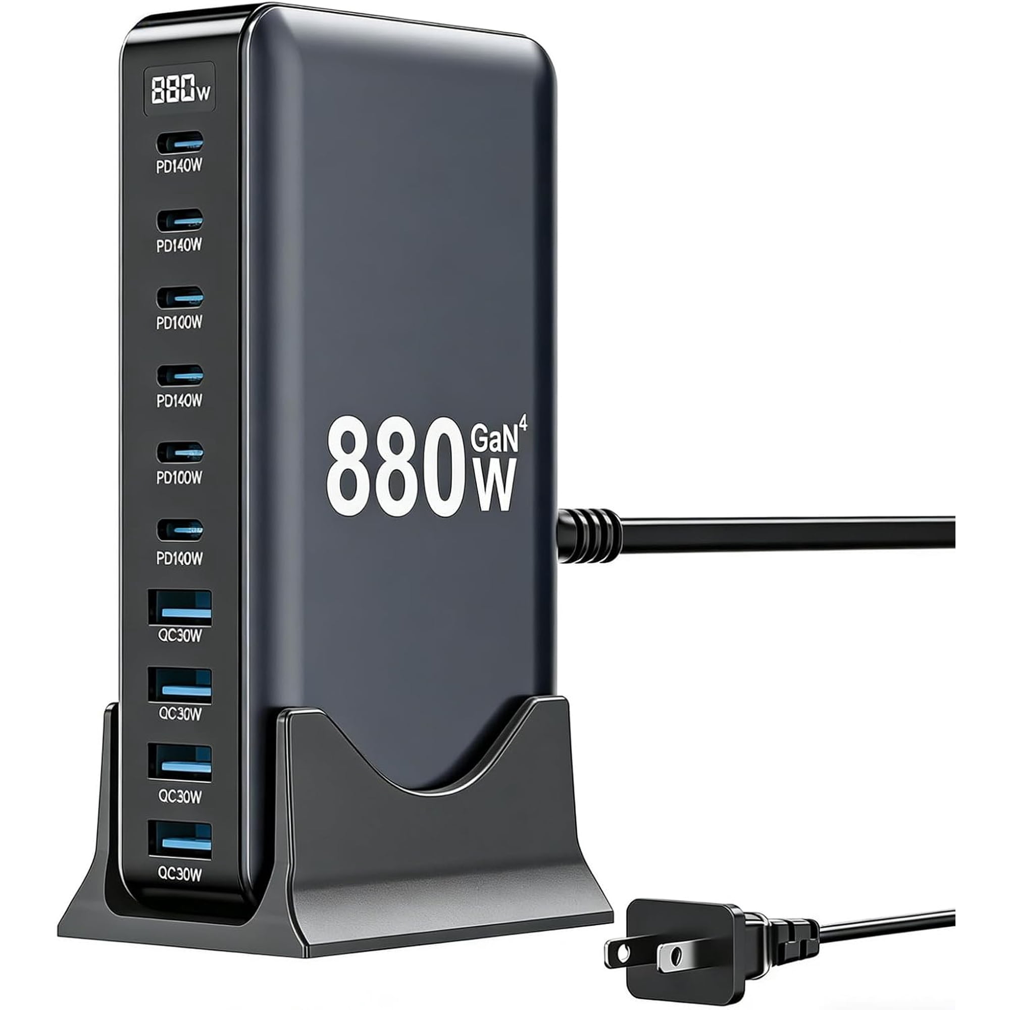 USB C Charger 880W USB C Charger Block,Upgraded GaN IV 10-Port Charging Station Hub,Travel Essentials 140W Fast Charging Laptop Adapter for MacBook Pro/Air,DELL,Steam Deck,iPhone 17/16,Galaxy S25/24