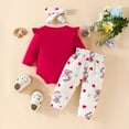 thumbnail image 6 of Kwasome Baby Girl Outfits Long Sleeve Cartoon Prints Romper Bodysuit Pants Headbands Outfits Lightweight Outing Clothes Red 12-18 Months, 6 of 6