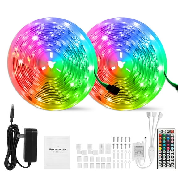 65.6ft LED Strip Lights for Bedroom, Color Changing Tape Light 5050 RGB Rope Lights Bias Lighting with 44 Keys Remote for TV Backlight Wedding Party Home Decor