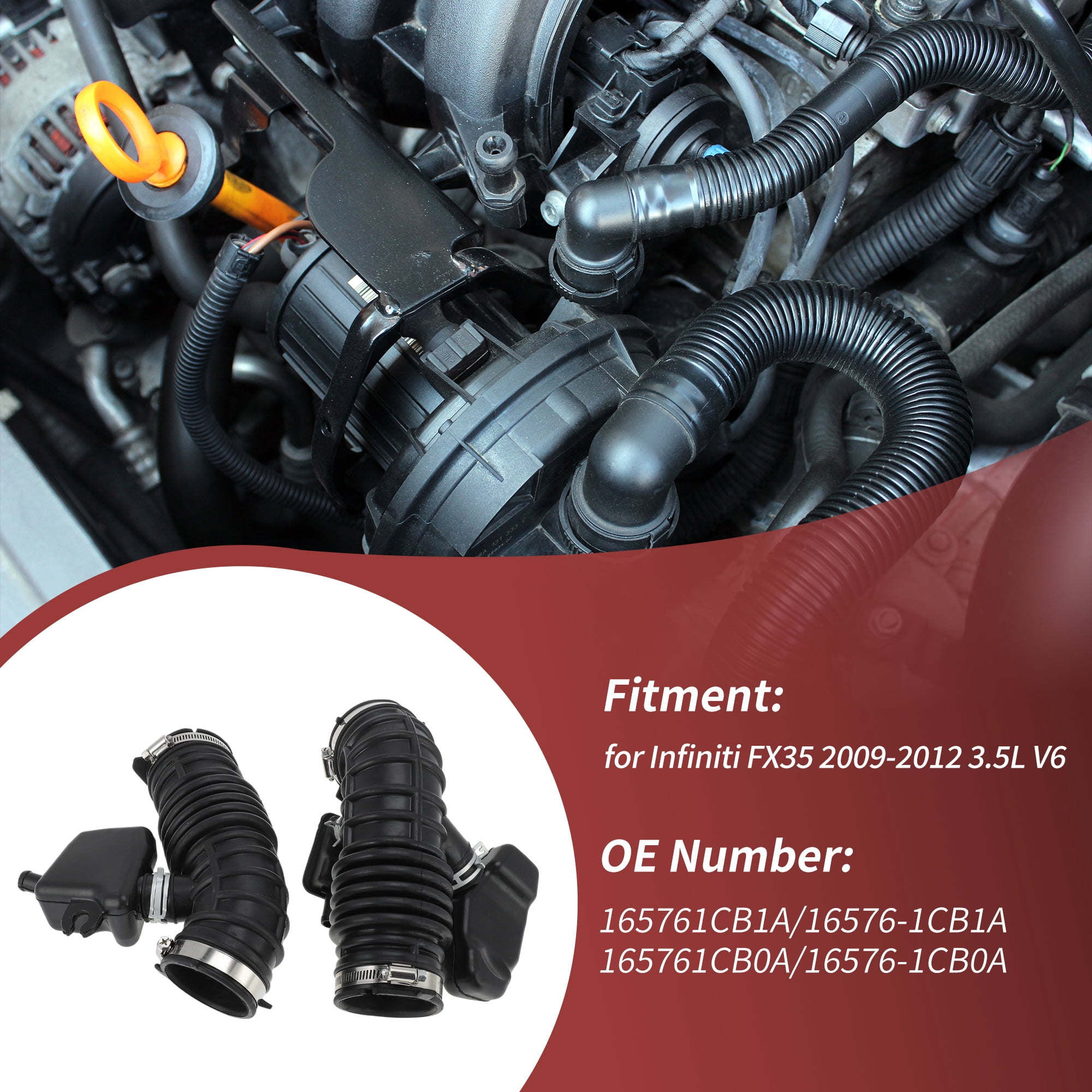 Unique Bargains Air Intake Hose Tube for Infiniti FX35 2009-2012 Left & Right Side