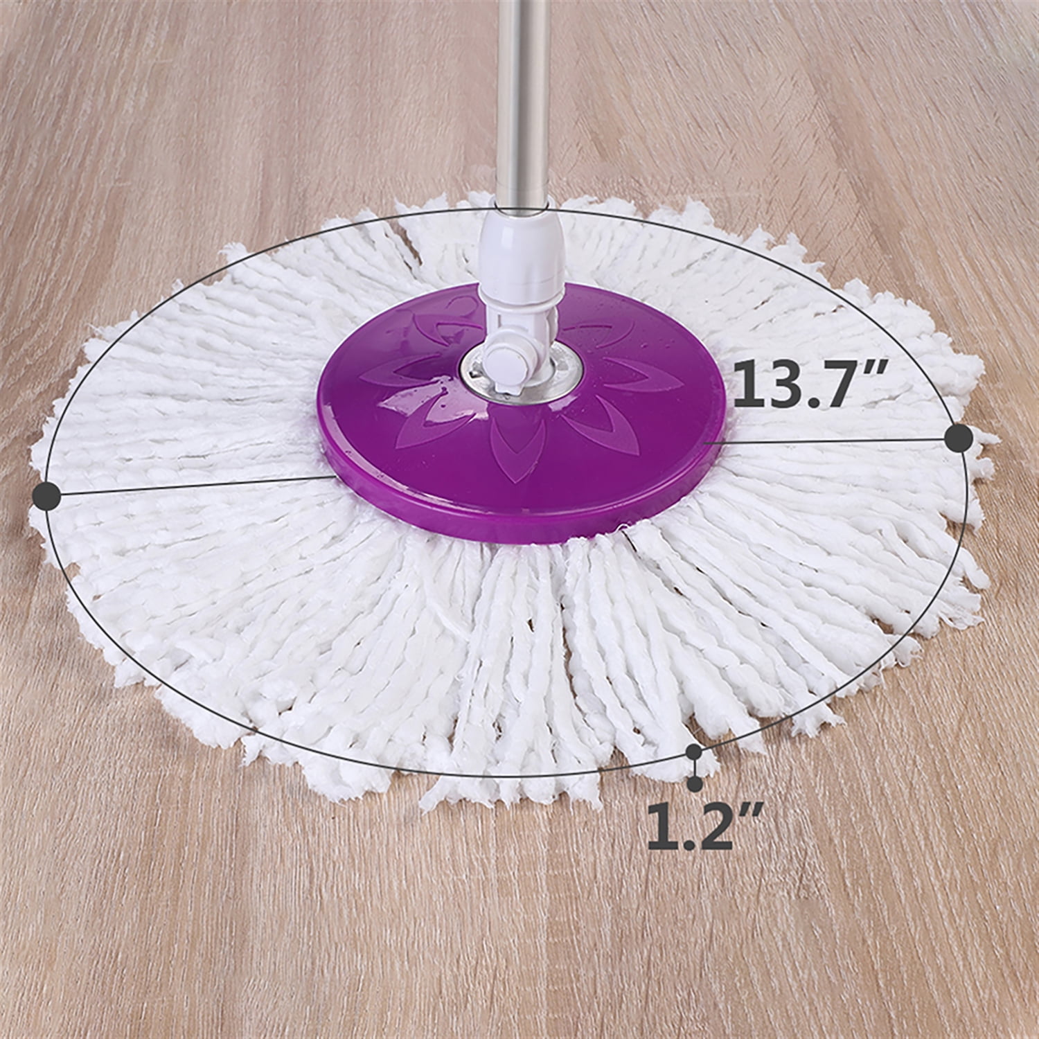 Kepooman 360-Degree Rotary Head Ultra Slim Microfiber Mop, Spin Mop and Bucket System with Stackable Bucket and 2 Machine Washable Microfiber Mop Heads, Purple