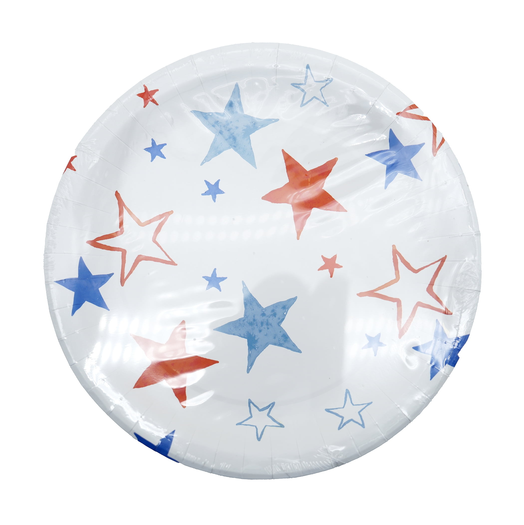 Red/White/Blue Stars Disposable Paper Plates, 10", 8 Count, Patriotic by Way To Celebrate
