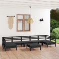thumbnail image 1 of vidaXL 8 Piece Garden Lounge Set Black Solid Wood Pine, 1 of 5