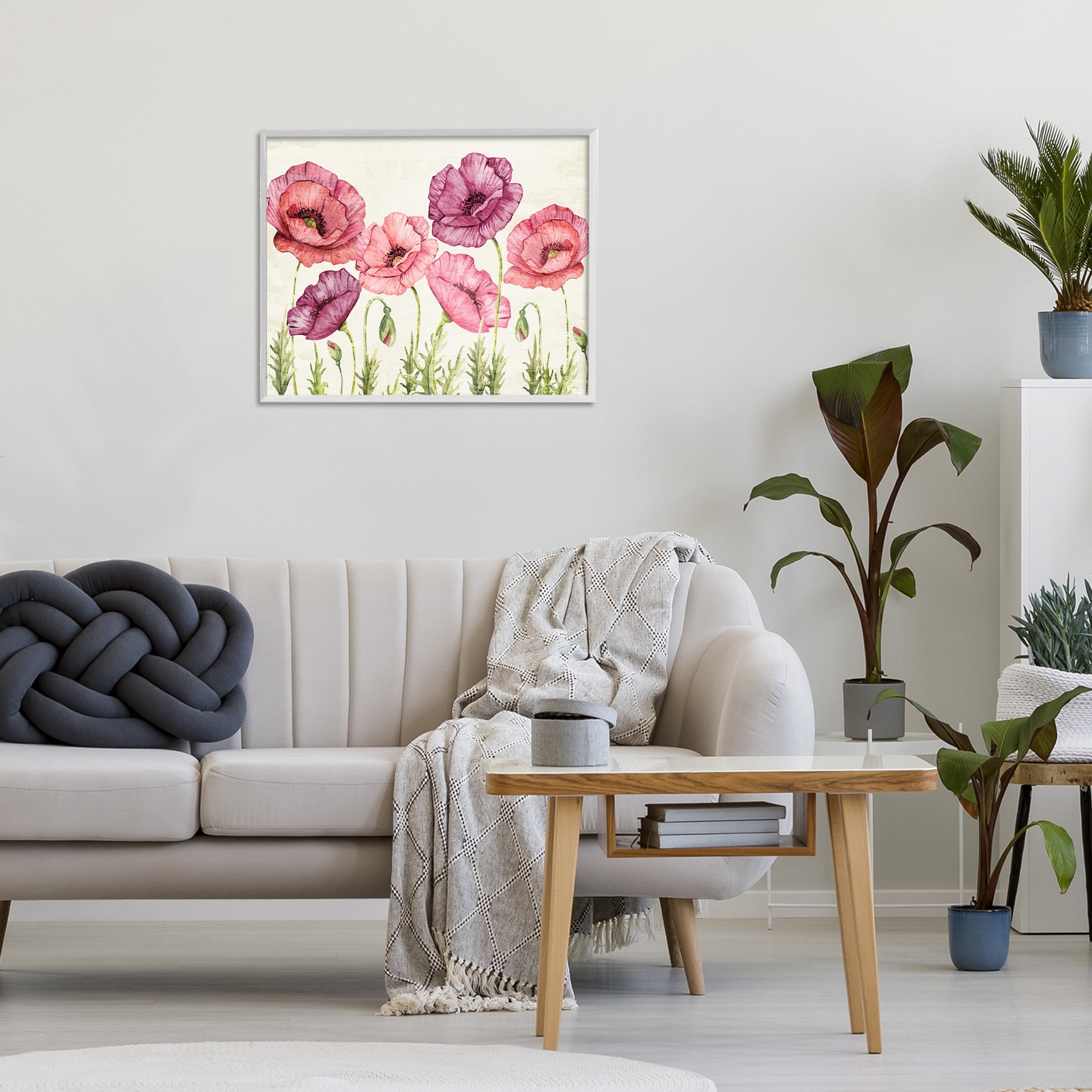 Stupell Industries Poppy Days Vintage Blooms White Framed Giclee Art, design by Kim Allen