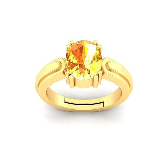 Unheated Untreatet 7.00 Carat A  Quality Natural Citrine Gemstone Gold Plated Ring for Women's and Men's