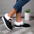 thumbnail image 4 of NIBOLOG 1 Pair Winter Women Cotton Shoes Furry Thick Plush Flat Sole Lace Up Thermal Heat Retention Slip-on Anti-skid Wear-resistant Snow Shoes, 4 of 7