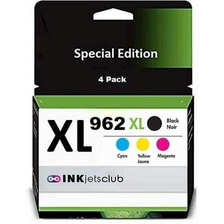 Compatible Ink Cartridge Replacement for 4 Pack HP 962XL High Yield Printer Ink. Works with OfficeJet Pro 9010 9012 9018 9015 9020 9025 9026 9027 Printers (Does not Read Ink Levels)