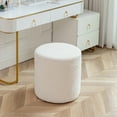 thumbnail image 5 of KINWELL  Round Upholstered Pouf Ottoman Footrest 18' x18' x18' - Boucle White 18", 5 of 5