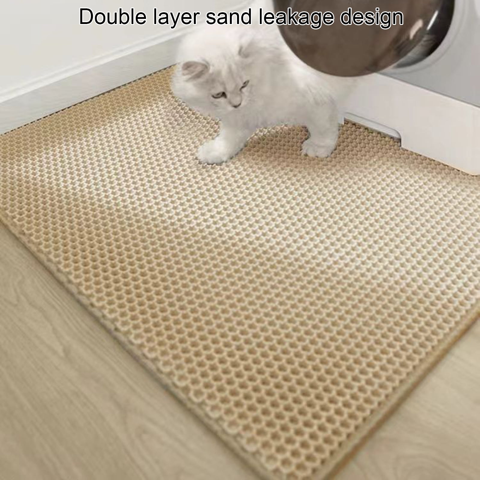 sunsanly Extra Large Cat Litter Mat Double Layer Cat Litter Trapping Mat Non-Slip Waterproof Litter Box Mat Scatter Control Pad