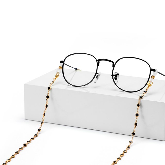 Cadenas para gafas de sol para mujer, elegante soporte para gafas, cadena, correa para gafas, cordón, cuentas negras, 27,5 pulgadas
