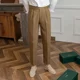 thumbnail image 5 of Pantalones de verano fluidos para hombre, 9 pantalones de traje de color sólido recortados para hombre, pantalones de vestir formales chinos antiarrugas drapeados para hombre, nuevos y económicos, 5 of 5