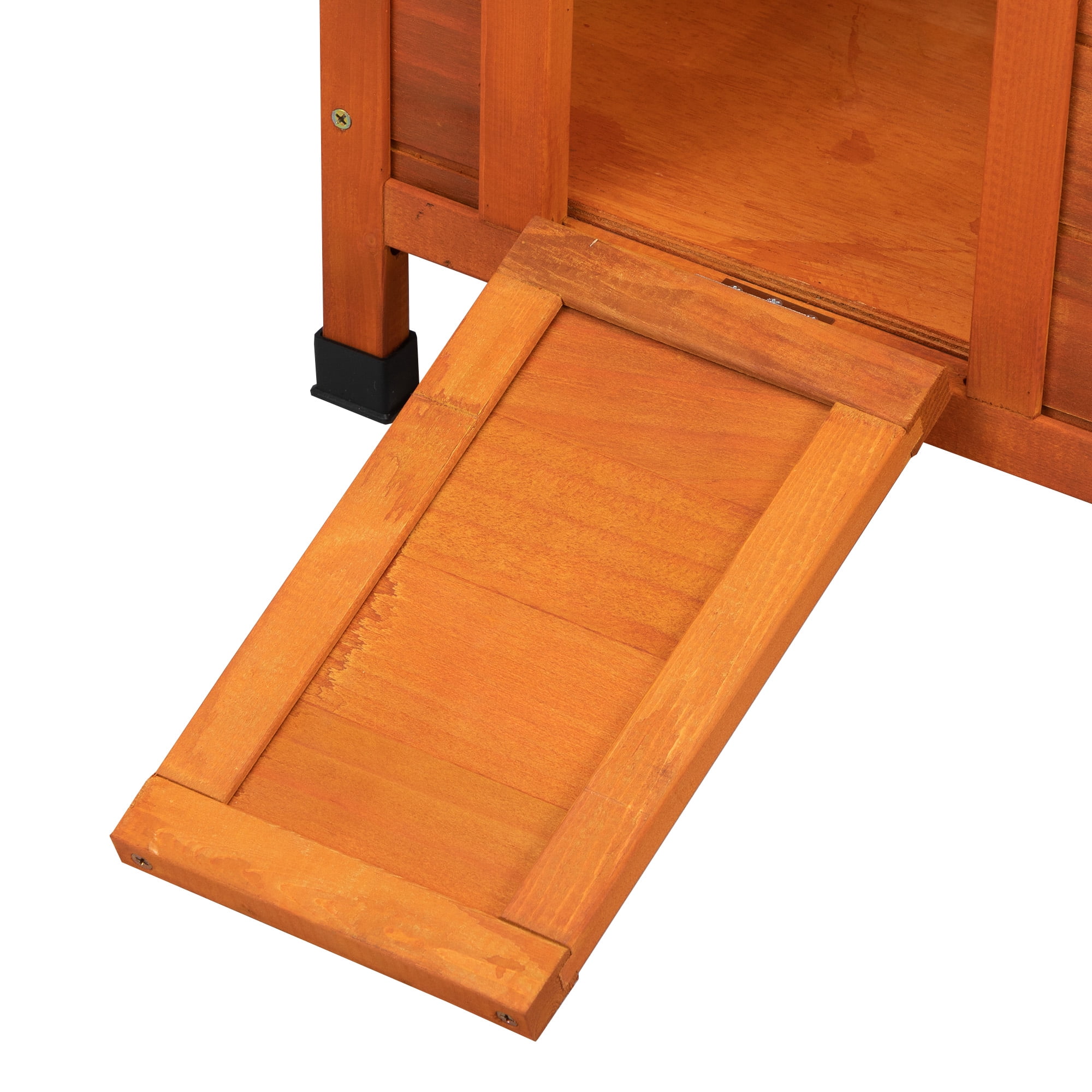 Pefilos Rabbit Hutch, Wooden Rabbit Cage, Pet House Bunny Shelter with Ramp and Opening Roof, Orange